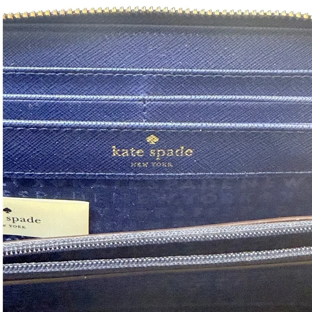 Kate Spade Newbury Lane Neda Zip Wallet Indigo Blue Saffiano Leather
